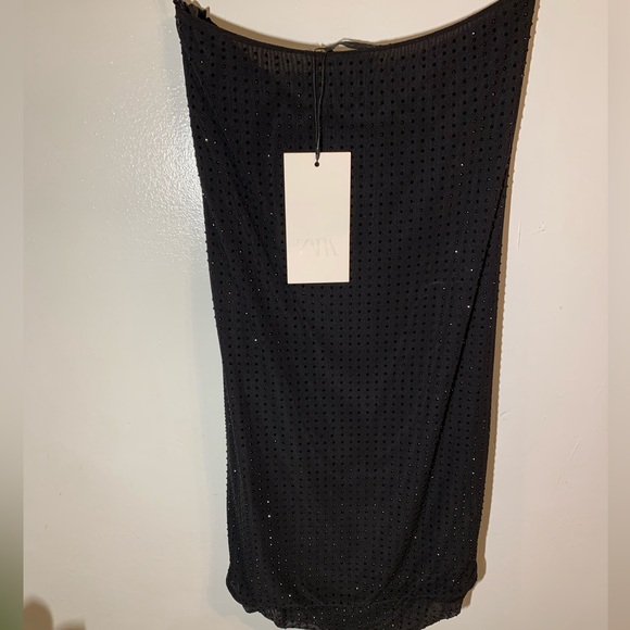 ZARA NWT SPARKLY STRAPLESS DRESS SIZE S BLACK | 5063/853 romantic party elegant - Picture 10 of 12
